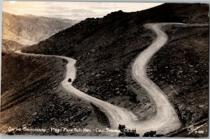 RPPC On the Switchbacks Pikes Peak Auto Hwy Colorado Springs Vtg Postcard K33