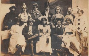 RPPC UK NORWICH ENGLAND HALLOWEEN COSTUMES ALDOUS REAL PHOTO POSTCARD (c. 1910)