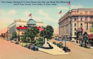 TX El Paso Texas-Civic Center-Vintage c1940 Linen Postcard (E14)