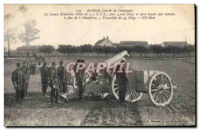 Old Postcard Campaign Army Artillery cannon The Rimailho