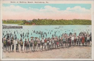 Postcard Scene at Bathing Beach Harrisburg PA