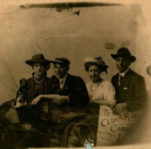 RPPC Studio View Prop Cart To Carnival Cedar Rapids Iowa IA Sailboat Postcard