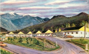 Paquettes Motel roadside Twin Mountain New Hampshire 1950s Postcard 20-11229