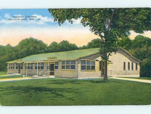 Unused Linen DELVAN GARDENS BUILDING AT DELAVAN LAKE Near Janesville WI p0915