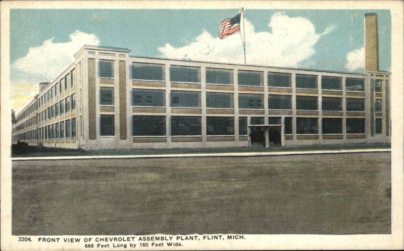 Flint Michigan MI Chevy Chevrolet Cars Auto Assembly Plant c1915 Postcard