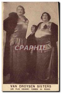 Postcard Old Giant Van Droysen Sisters The greatest women in the world