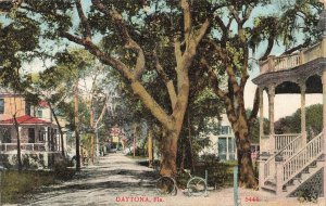 Daytona FL Street View Bicycle in 1910, J. L. Wallace Postcard