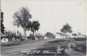 Florida FL Real Photo RPPC Postcard c1950 INVERNESS Woody's Motor Court