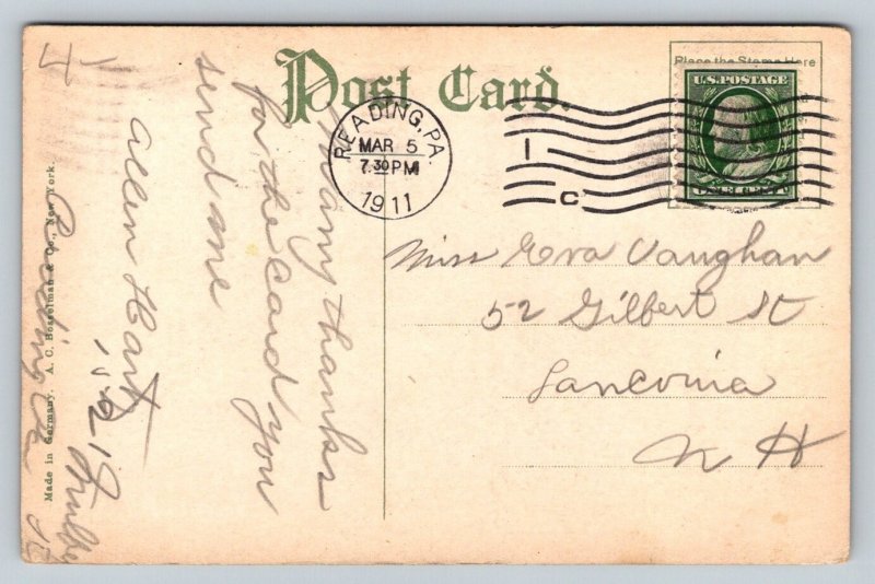 1911  High School  Reading Pennsylvania   Postcard