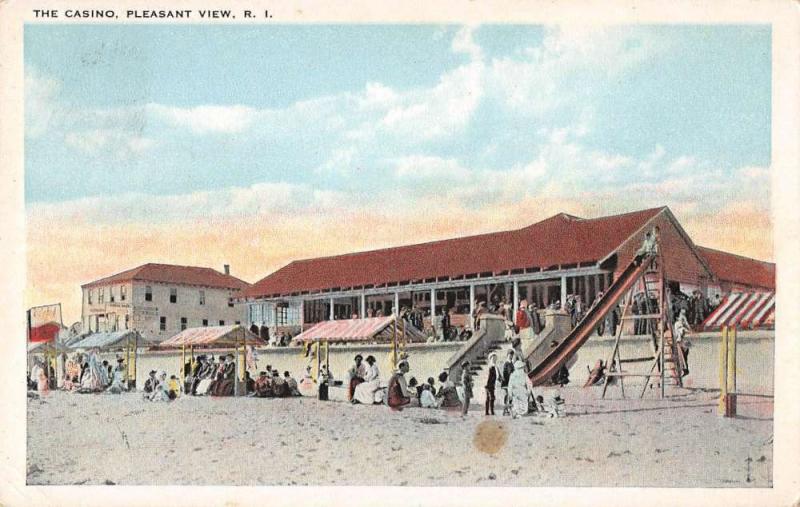 Pleasant View Rhode Island beach scene bathers the casino antique pc Z12550