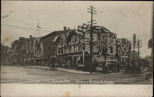 Meriden CT Colony & Main Street Scene Stores & Signs c1910 Real Photo Postcard