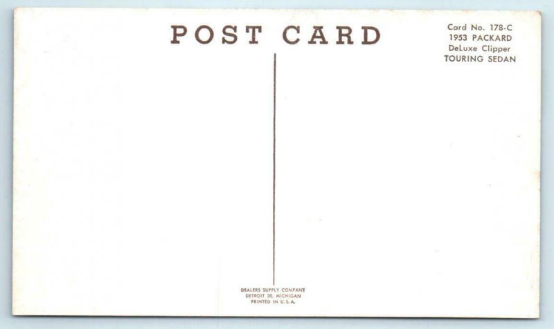 Automobile Advertising 1953 PACKARD DELUXE CLIPPER Dealers Supply Car  Postcard