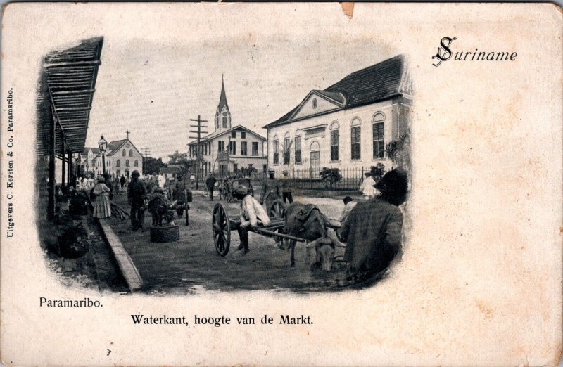 Suriname Paramaribo Waterkant Hoogte van de Markt Postcard C054