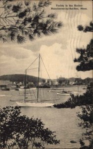 Manchester-by-the-Sea Massachusetts MA Yachts in Harbor Vintage Postcard