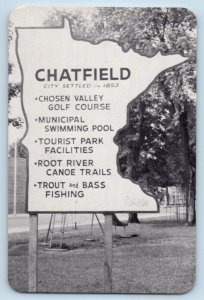 Chatfield Minnesota MN Postcard City Park Street Main Street South c1940 Vintage