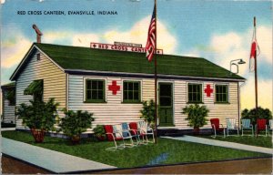 Linen Postcard Red Cross Canteen in Evansville, Indiana