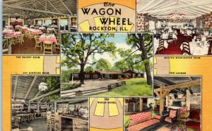 1940s The Wagon Wheel Restaurant Rockton Illinois Multiview Postcard