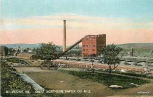 C-1910 Factory Industry Paper Mill Millinocket Maine Leighton postcard 1052