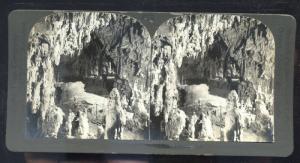 REAL PHOTO JENOLAN CAVES AUSTRALIA CAVE INTERIOR VINTAGE STEREOVIEW CARD