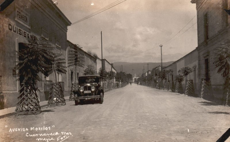 Vintage Postcard Real Photo Avenida Morelos Cuernavaca Mor Mejia Mexico RPPC 