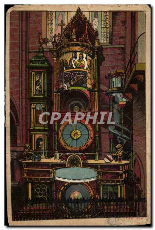 Fancy Old Postcard Astronomical Clock Strasbourg