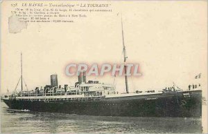 Old Postcard Le Havre Transatlantic Boat Touraine