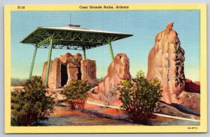 Native Americana~Arizona~Casa Grande Ruins Great House~Vintage Linen Postcard