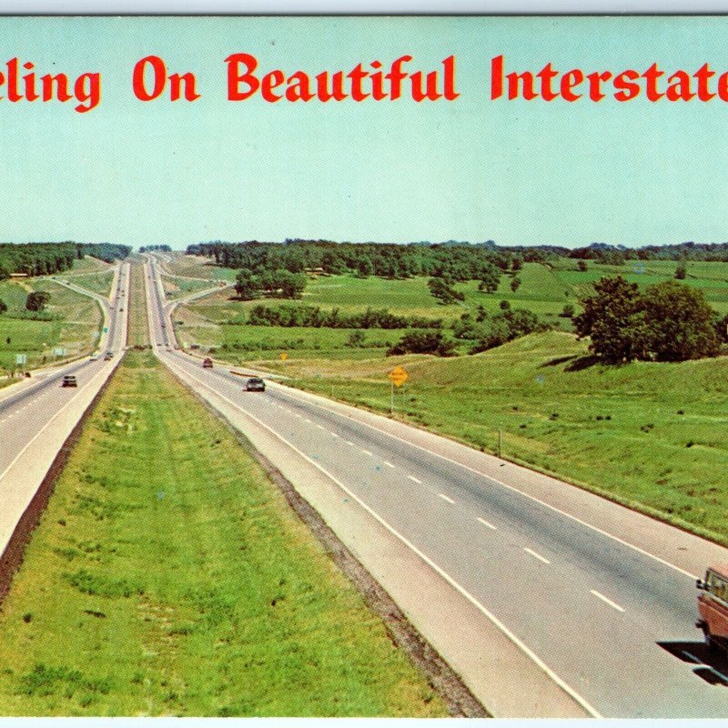 c1960s Iowa US Interstate 80 Council Bluffs - Des Moines IA Chrome Photo A144