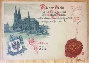 Gruss aus Cöln Dieser Stein Cölner Domes Germany ca 1910s Vintage Postcard