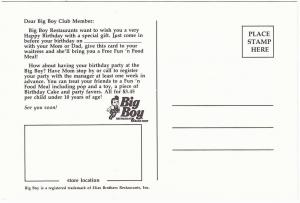 Advertising Postcard for Big Boy Restaurant 1990s