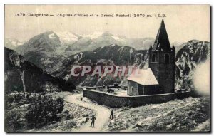 Old Postcard The Church of Dauphine Huez and Grand Rochail