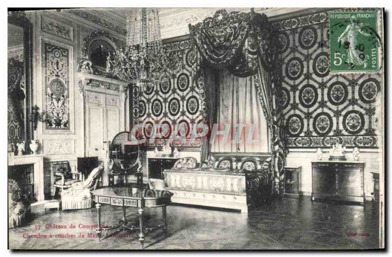 Old Postcard Chateau de Compiegne Bedroom Marie Antoinette