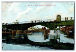 c1910 Maple Street Bridge River Manistee Michigan MI Vintage Unposted Postcard