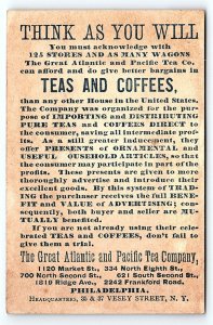 c1880 GREAT ATLANTIC AND PACIFIC TEA COMPANY MARCHING BAND TRADE CARD P1917