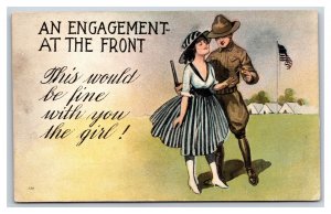 Comic Romance Soldier Has Engagement At Front With Woman DB Postcard R26