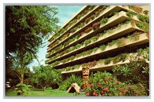 HI Postcard Tropical Setting Tiki Kona Hilton Hawaii Vintage Standard View Card 