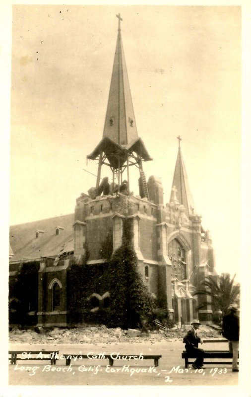 CA - Long Beach Earthquake, Mar. 10, 1933. St Anthony's Catholic. *RPPC