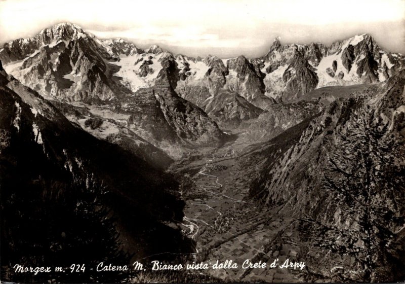 Italy Morgex Catena Mt BIanco vista dalla Crete d'Arpy 1966