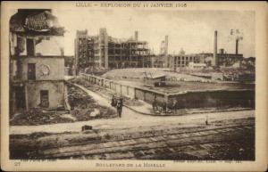 WWI Lille Belgium January 1916 Explosion Damage Blvd de la Moselle Postcard