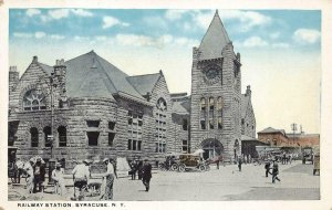 RAILROAD STATION TRAIN DEPOT SYRACUSE NEW YORK POSTCARD (c. 1915)