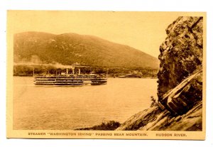NY - Hudson River. Steamer Washington Irving Passing Bear Mountain