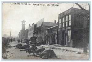 Looking West Sixth From Jefferson Flood Disaster Dead Horse Dayton OH Postcard