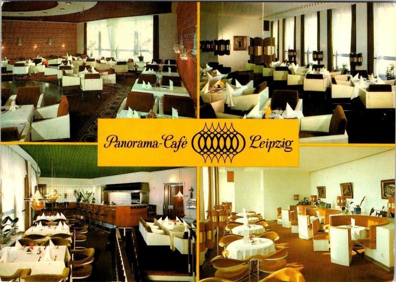 Leipzig, Saxony Germany  PANORAMA CAFE Restaurant~Bar Interior  4X6 Postcard