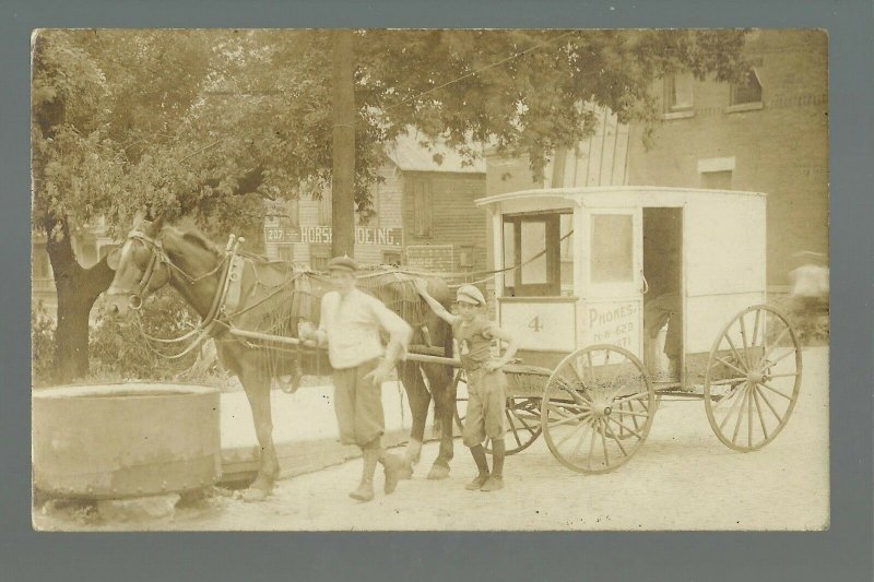 Elgin ILLINOIS RPPC 1913 MILK DELIVERY WAGON Milkman nr Chicago St. Charles