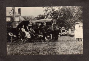 Horse and Buggy Wagon Old Cars RPPC Real Photo Postcard RP Vintage PC