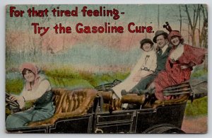 Man With Ladies In Automobile Try The Gasoline Cure To Butler PA Postcard B40