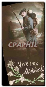 Old Postcard Militaria Alpine hunters live our Blue Devils