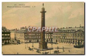 Old Postcard Paris Place and Vendome Column