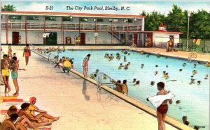 Shelby, North Carolina - View of the City Park Pool - in the 1940s