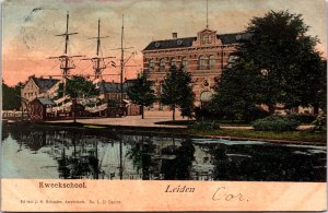 Netherlands Kweekschool Leiden Vintage Postcard  09.74